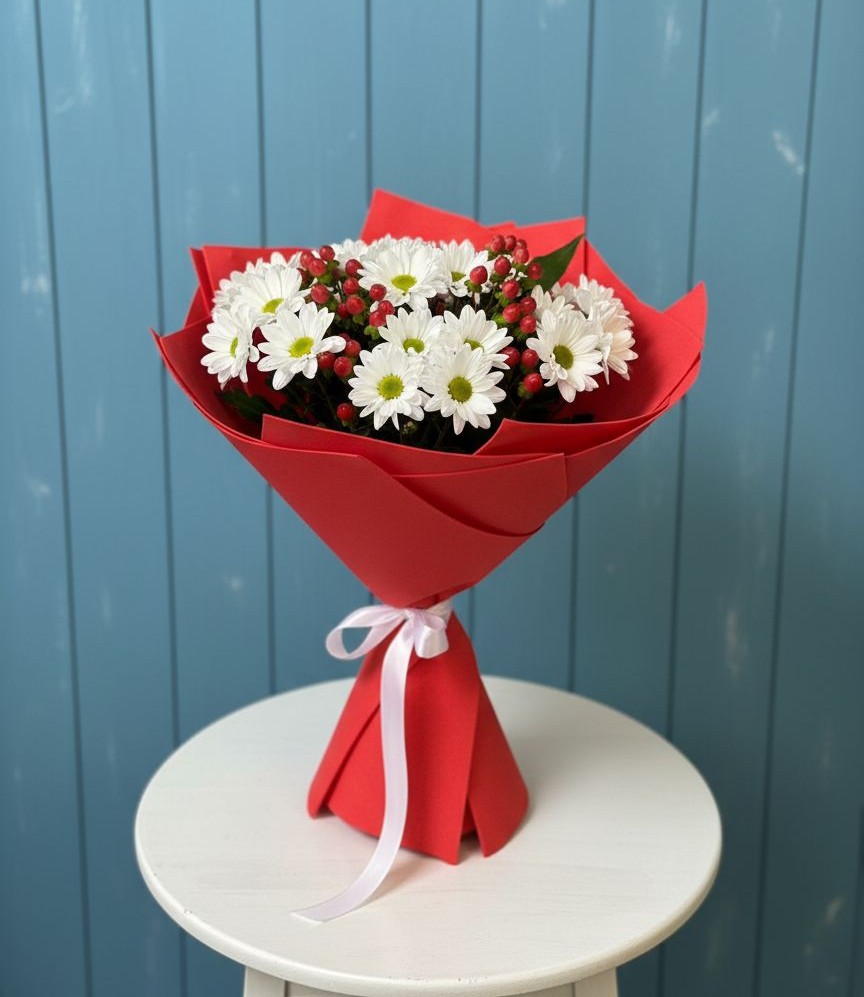 Букет цветов из: Хризантемы в Рассвет