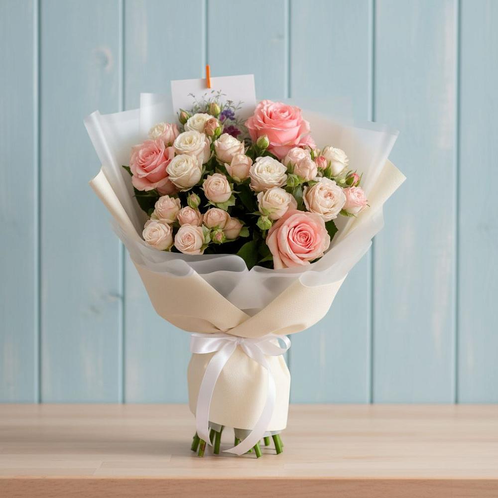 Букет цветов из: Розы в Рассвет