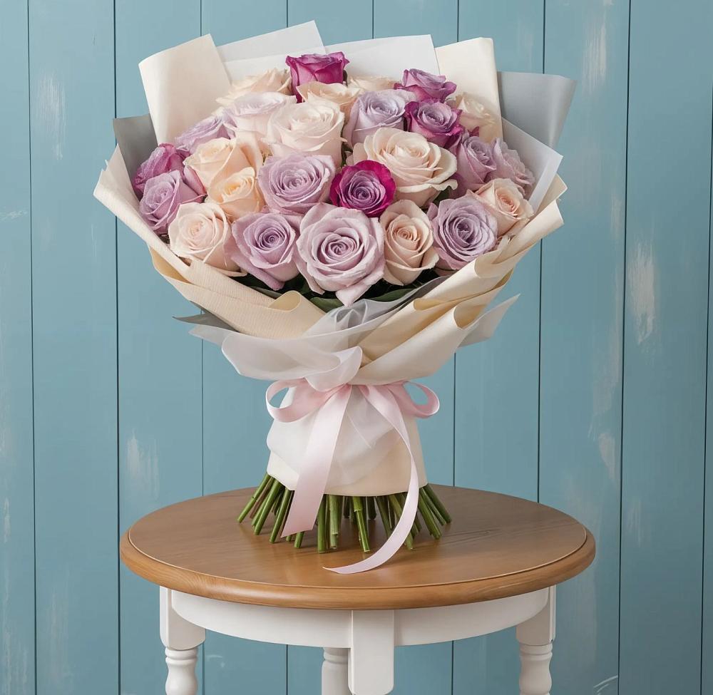 Букет цветов из: Розы в Рассвет