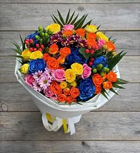 Букет цветов из:  Розы и Хризантемы в Рассвет