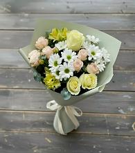 Букет цветов из:  Альстромерии, Розы и Хризантемы #REPLACE_PRED# Рассвет